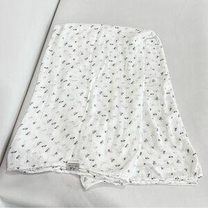 aden + anais White Floral Blanket Pink Accents Muslin Swaddle 44" X 45" Comfy